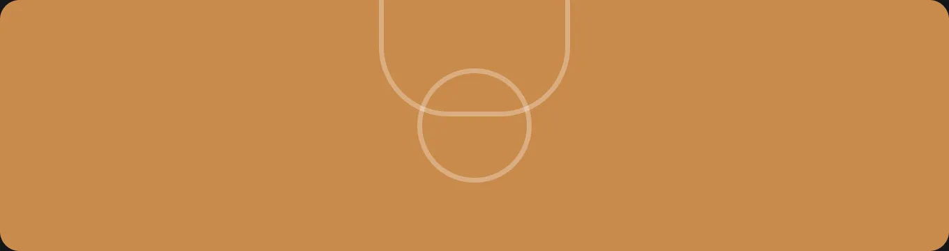 Flat illustration of a basketball half-court with the key and three-point arc, used as a section header.