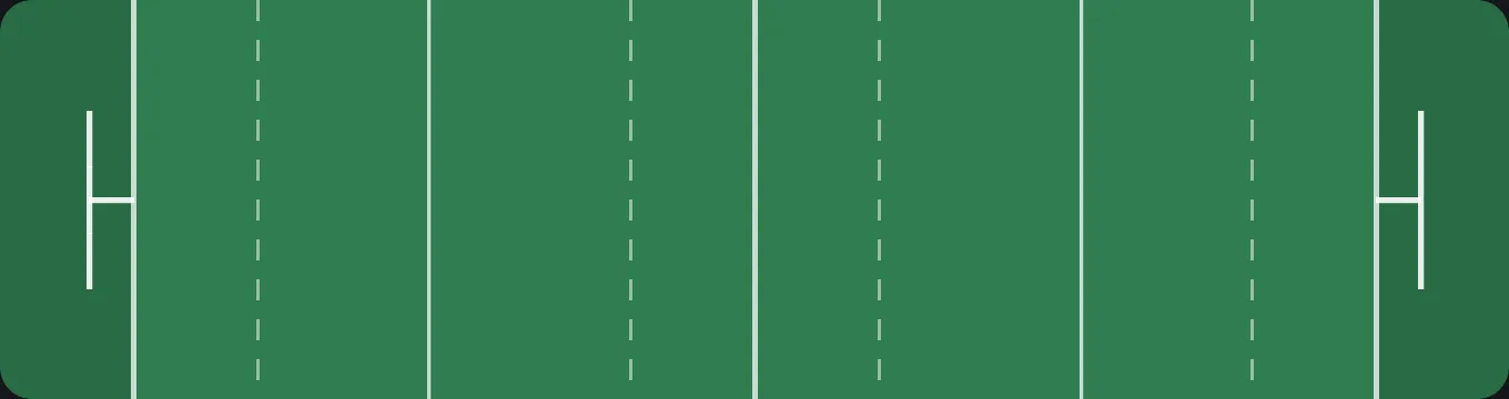 Flat illustration of a rugby pitch with try lines and the halfway line, used as a section header.